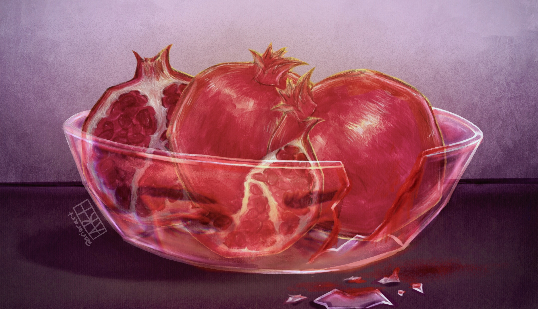 Pomegranate still life artwork