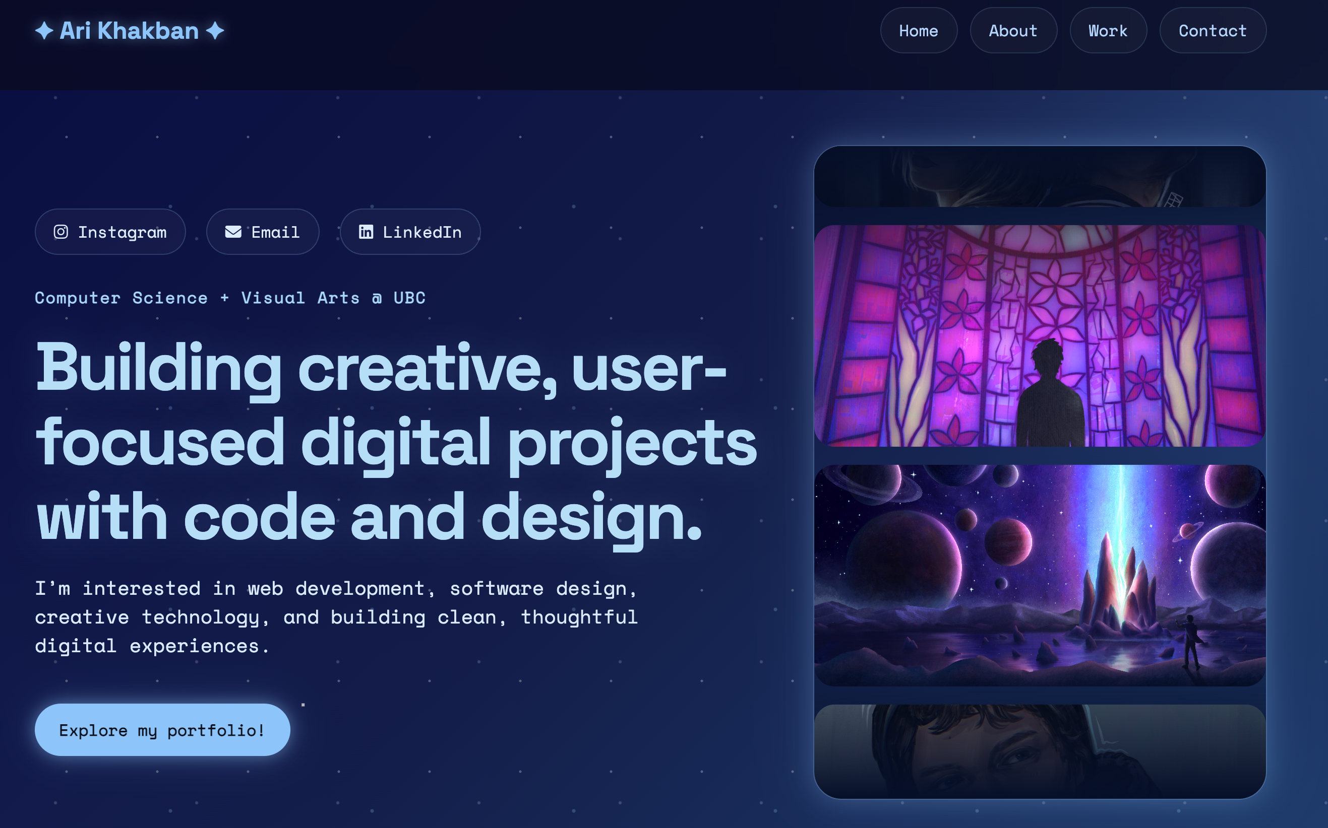 Ari Khakban portfolio website preview